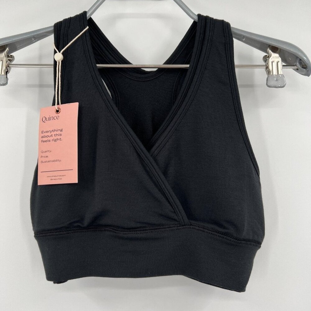 Quince French Terry Modal Maternity & Nursing Sleep Bra 2-Pack size S Black NEW